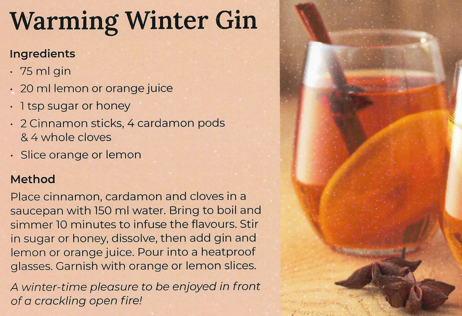 Blue Mountains Gin Company Warming Winter Gin Recipe