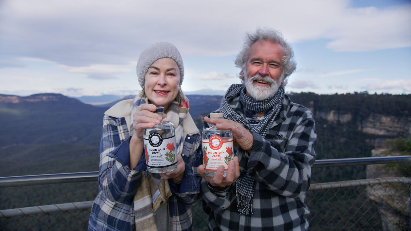 Mountains dwellers for 31 years Jann and Harry Dillon, owners of the Blue Mountains Gin Company