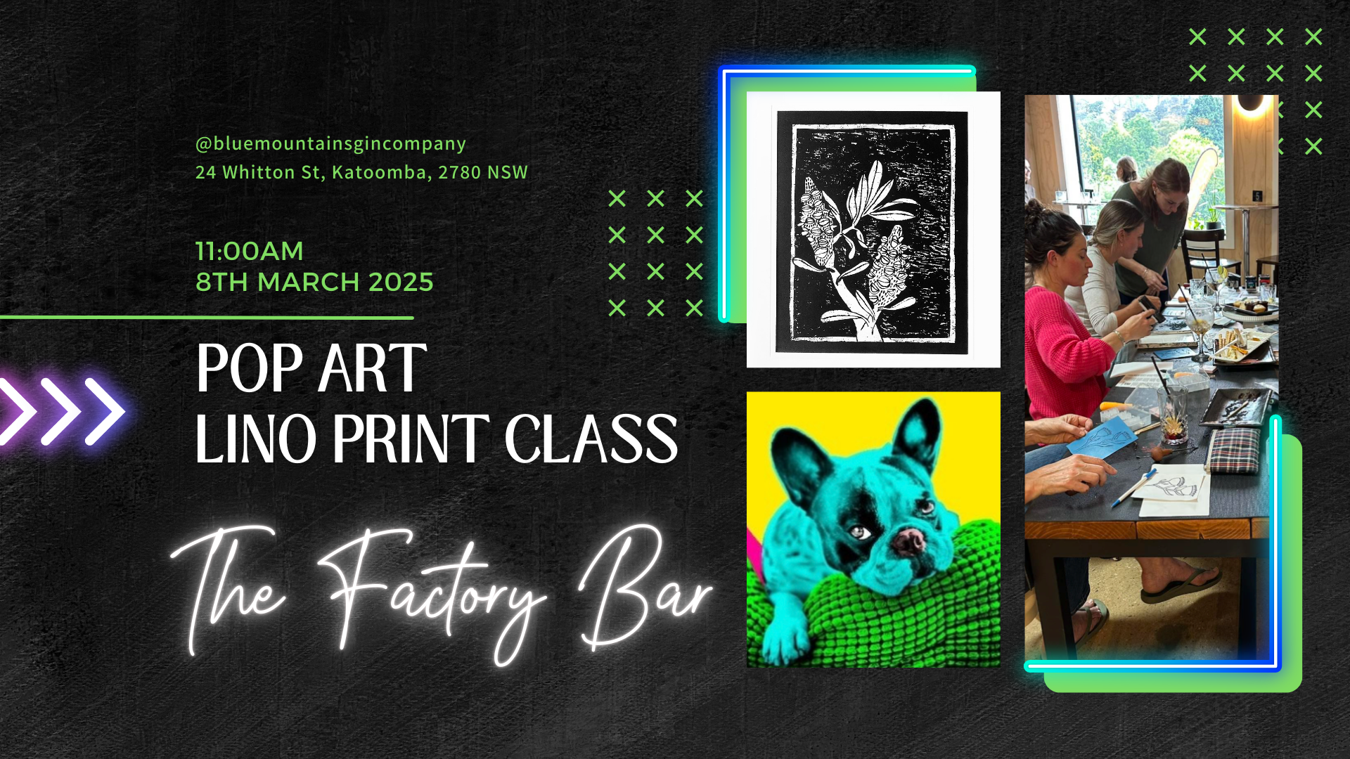 Pop Art Lino Class The Factory Bar Katoomba