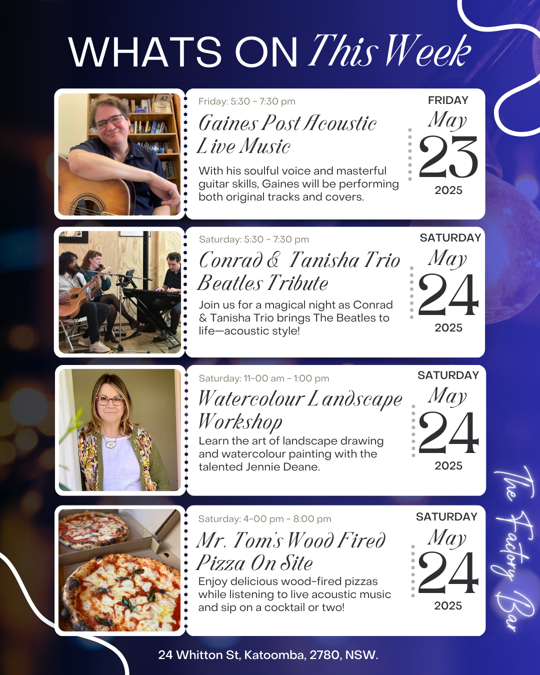 Whats on this weekend at The Factory Bar